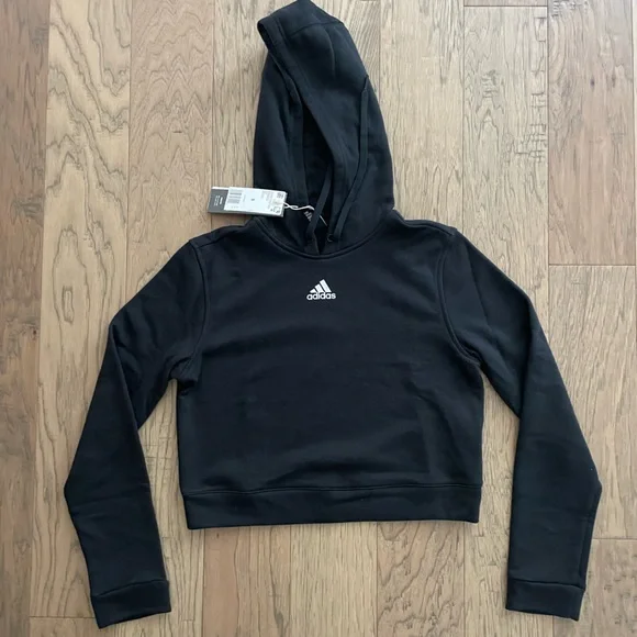 adidas Tops Adidas Striped Crop Hoodie Nwt Poshmark